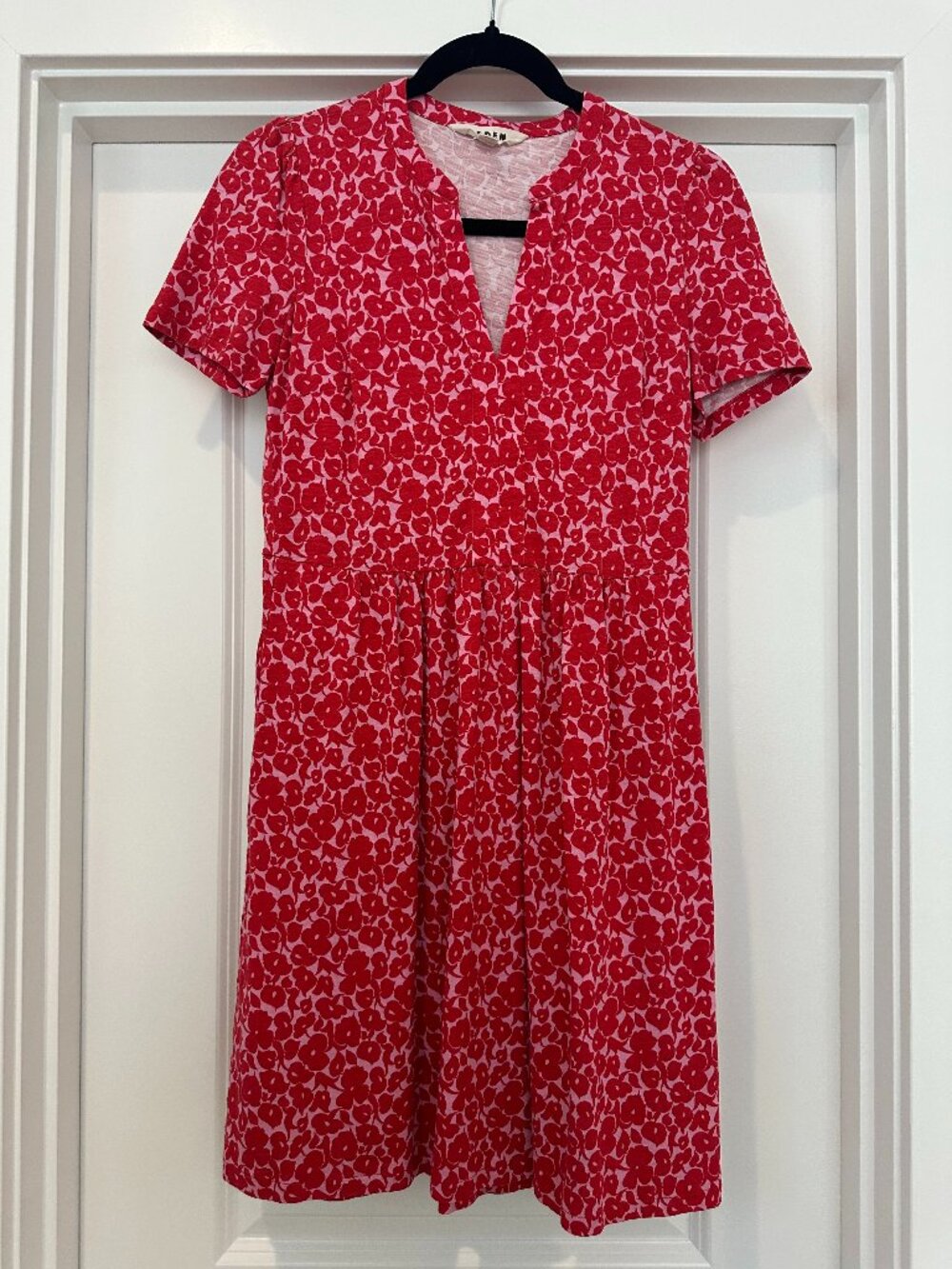 Boden Naomi Short Sleeve Dress, Jewel Red Leafy Grove, Size 6R